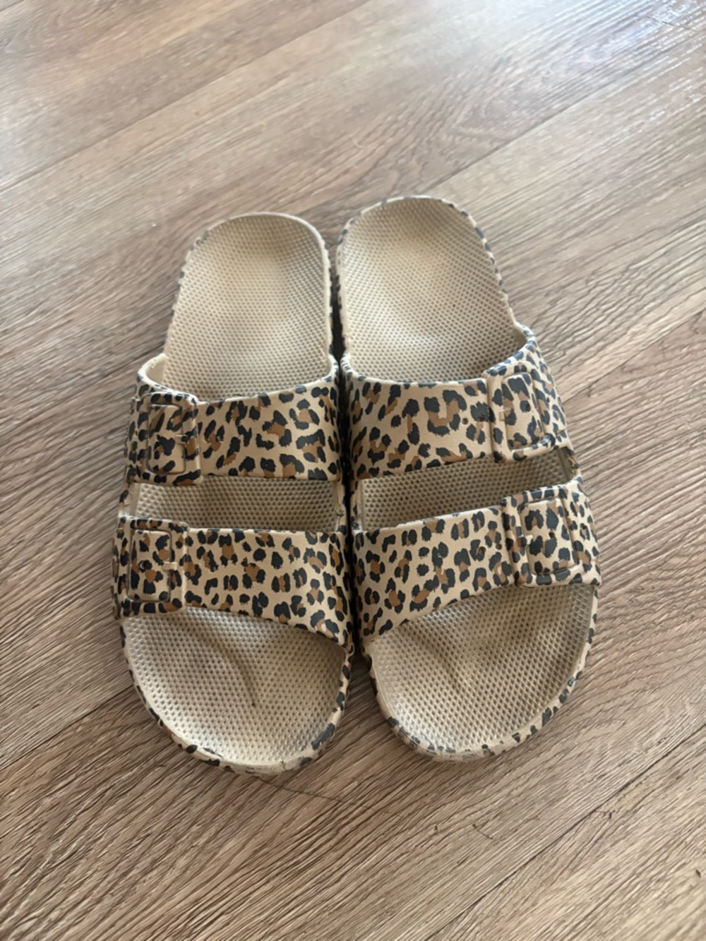 Freedom Moses Leopard Print Double Strap Sandals - Tan